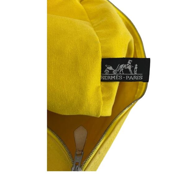 Hermès Bora Bora GM Pouch Yellow Canvas Travel Clutch Authentic Large Size - Picture 3 of 14